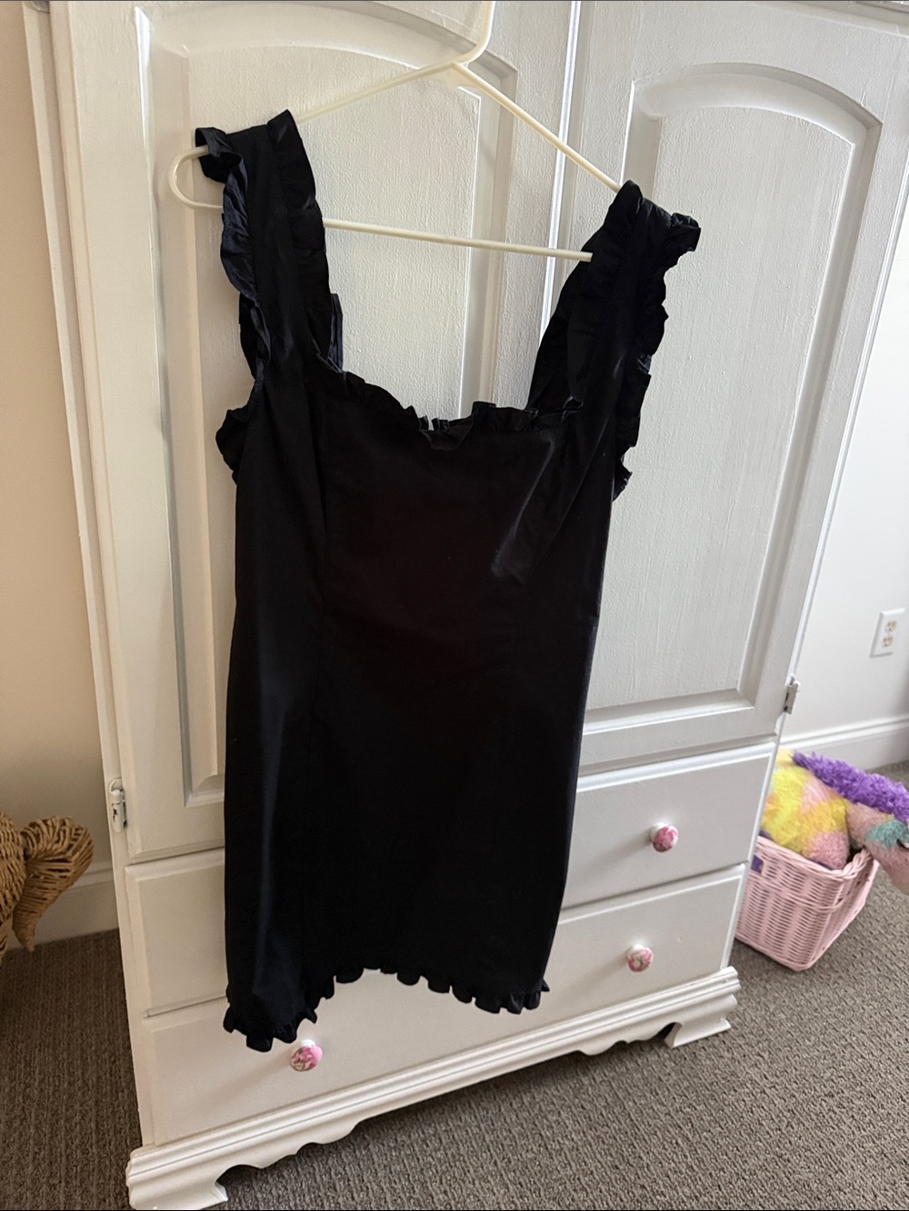 JCrew Black Ruffled Strap Mini Dress